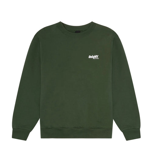 OnlyNY Court Logo Embroidered Crewneck- Dark Green White