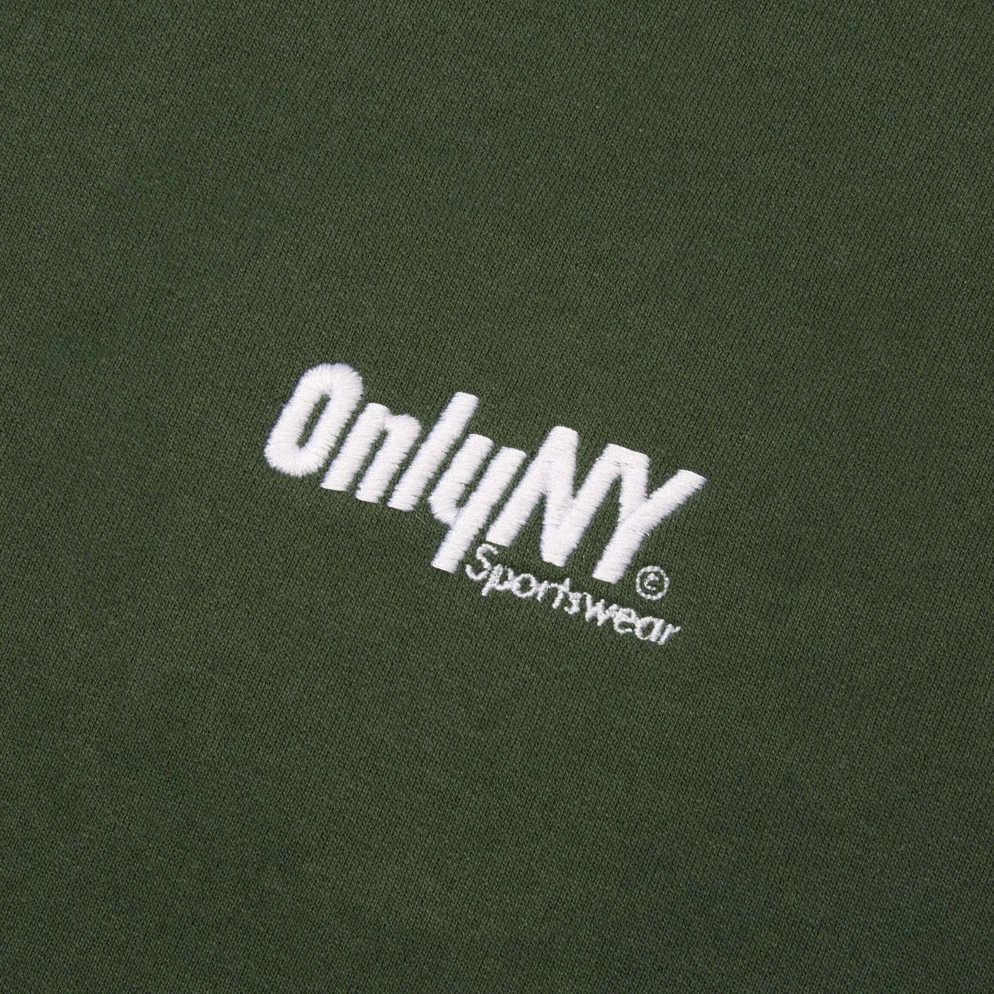 OnlyNY Court Logo Embroidered Crewneck- Dark Green White
