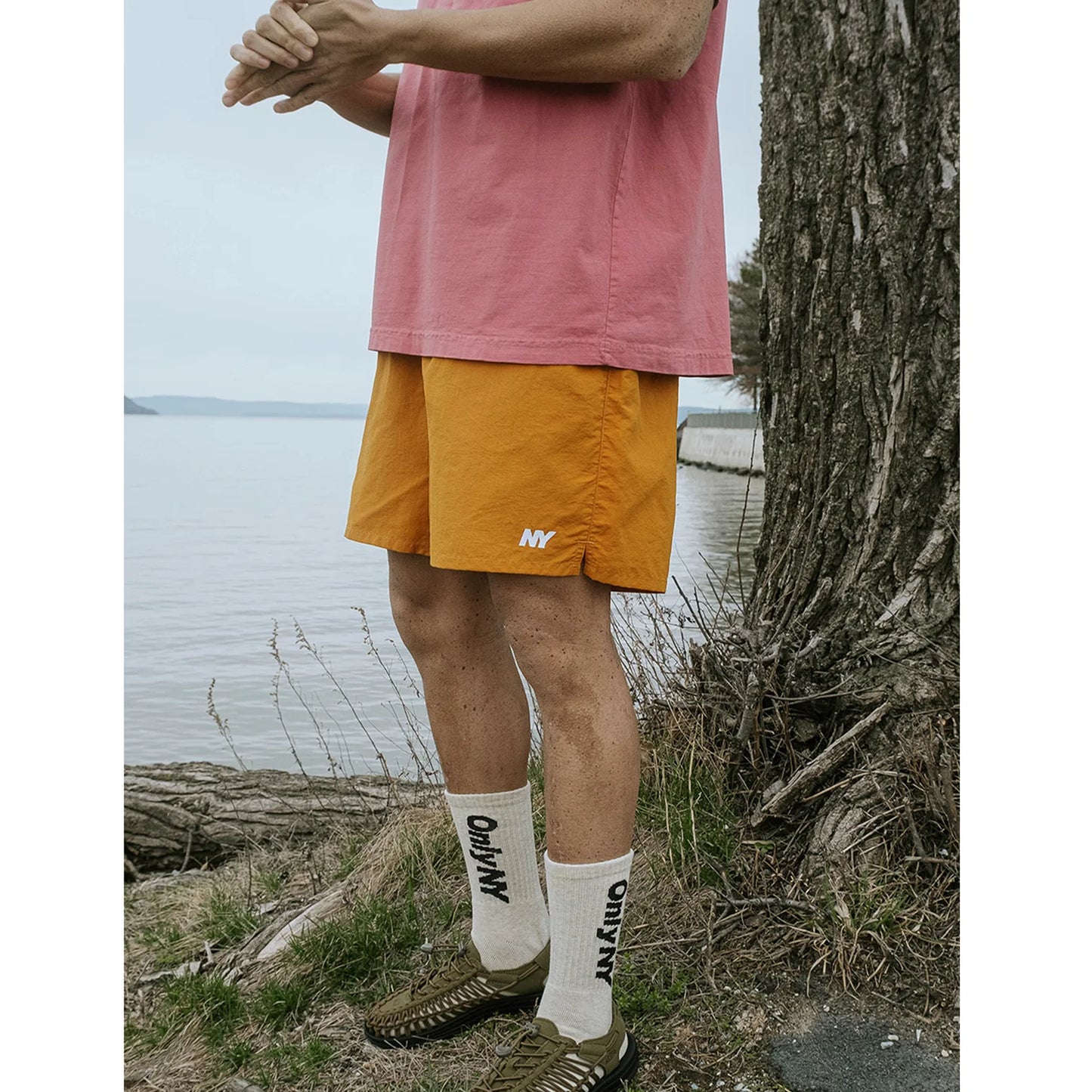 OnlyNY Nylon Track Short- Vintage Gold