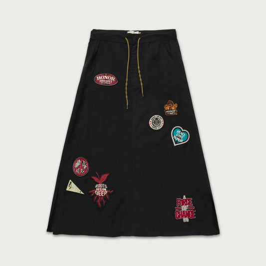 Honor The Gift Patch Work Skirt- Black