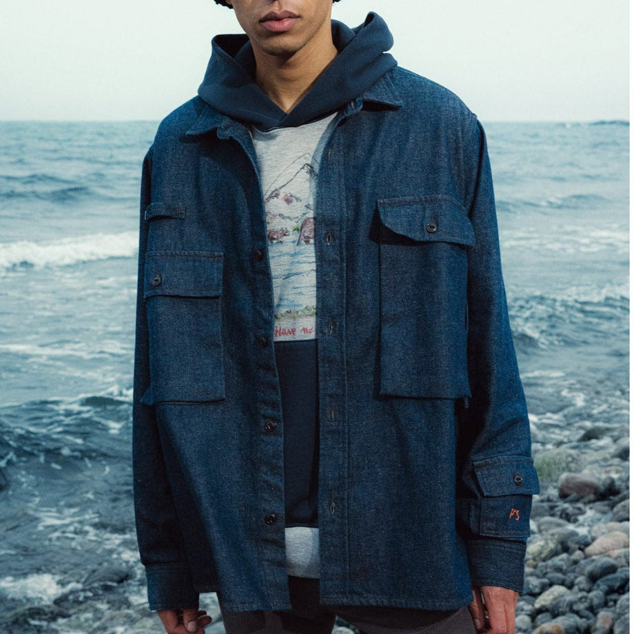 Presidents Shirt Camping Cotton $ Wool Rinse- Denim