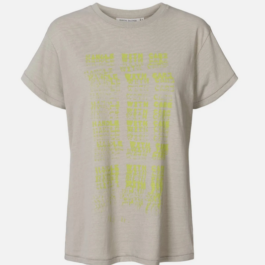 Rabens Saloner  Ambla Handle with Care Tshirt- Dove
