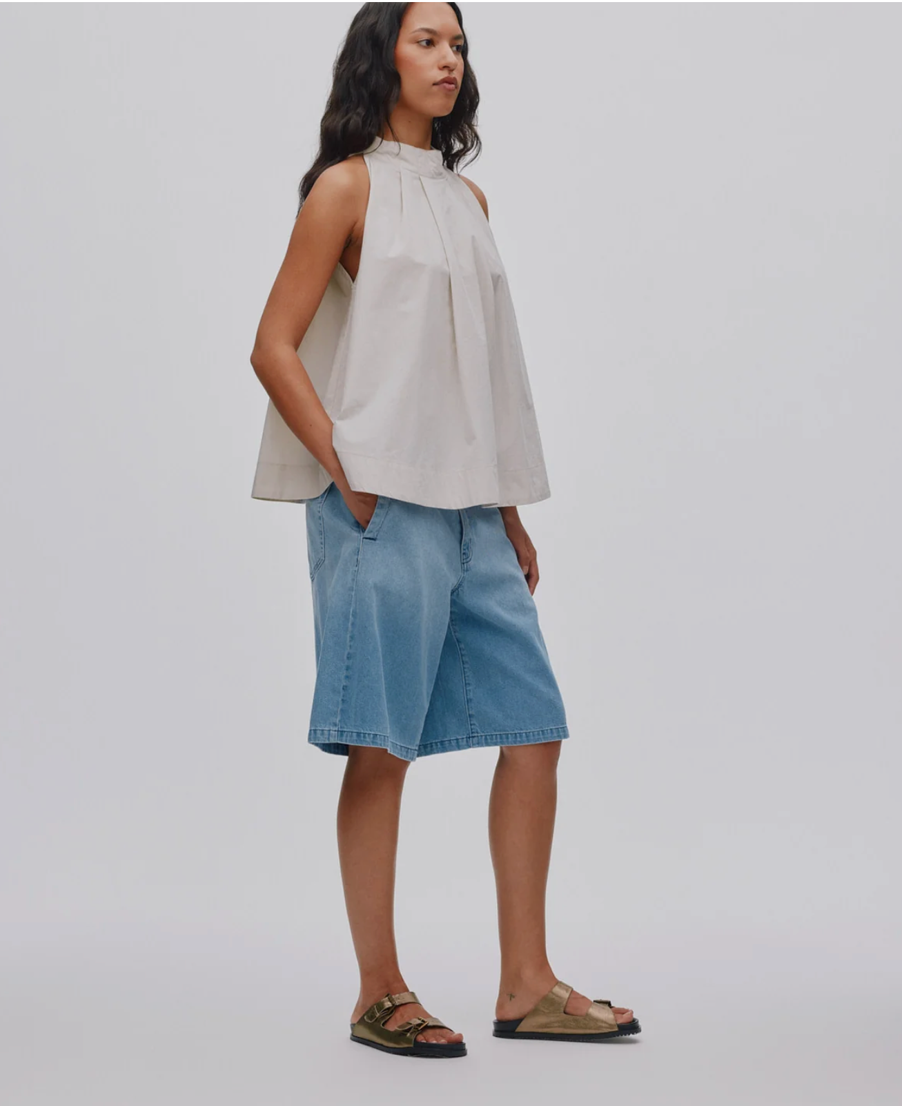 Rabens Saloner  Raha Light Denim Wide Shorts