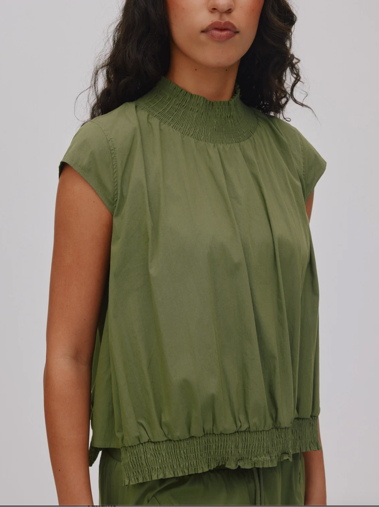 Rabens Saloner Dori Papery Shirring Top-Shadow