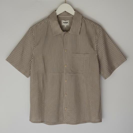 ASHER LA Rick Camp Shirt-Walnut Stripe
