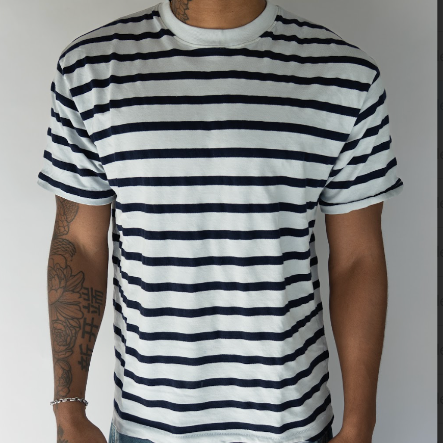 ASHER LA Enzo Stripe Tee-  Ice Blue