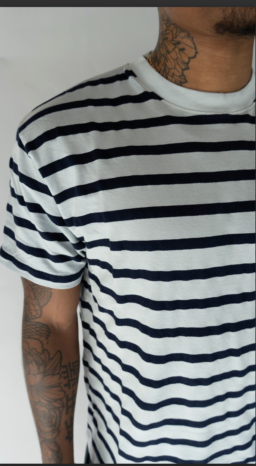 ASHER LA Enzo Stripe Tee-  Ice Blue