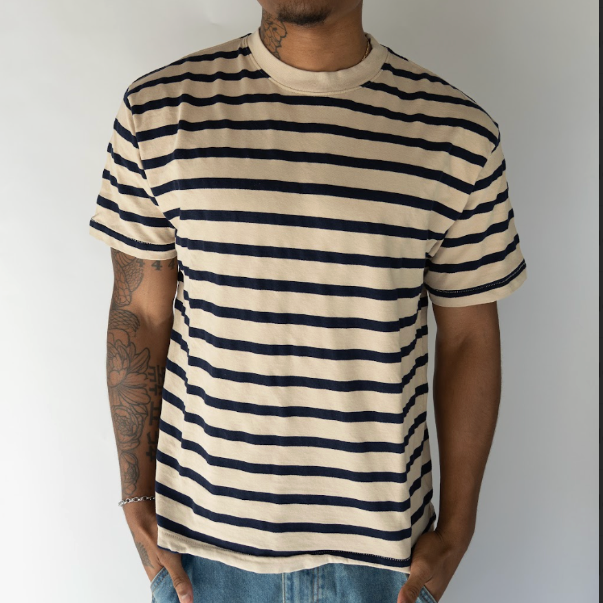 ASHER LA Enzo Stripe TEE- Bisque