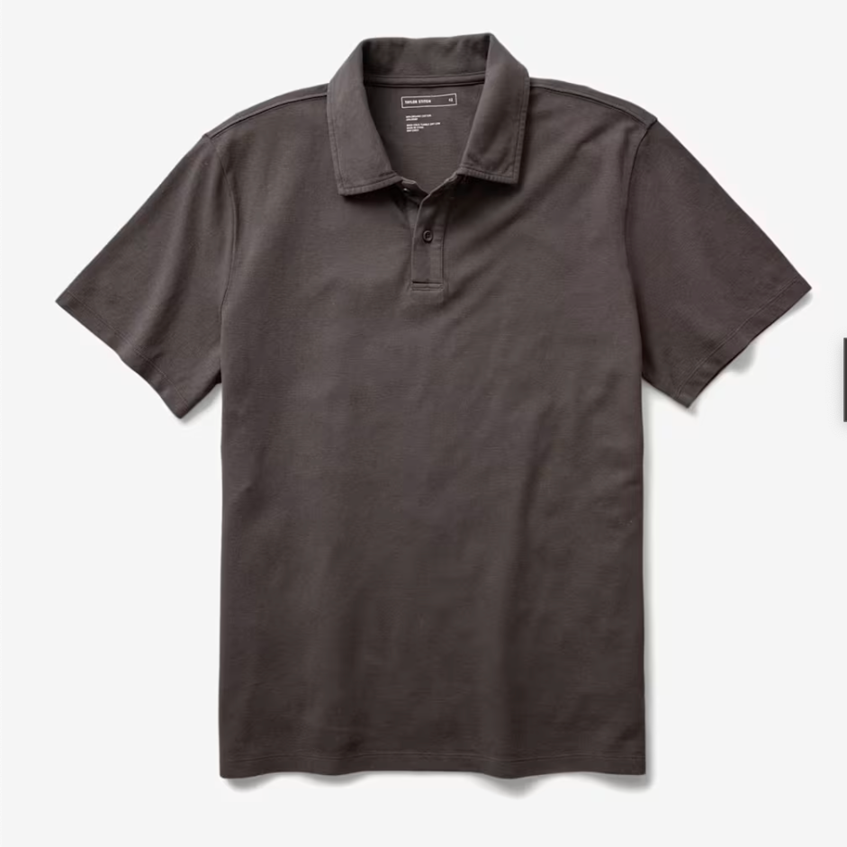 Taylor Stitch The Cotton Hemp Polo- Asphalt Pique