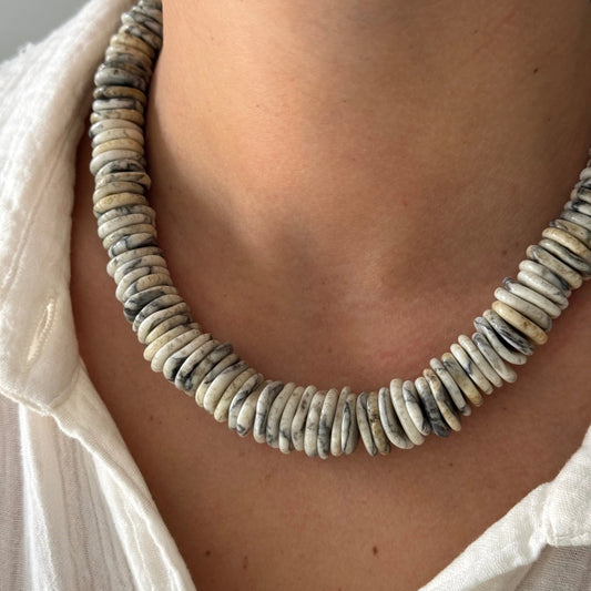 ALV WHITE GILL DISC NECKLACE