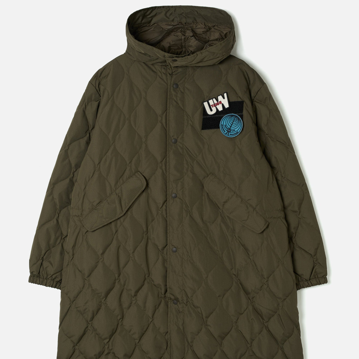 Universal Works TAION x Universal Works Dark Olive Military Hard Shell Down Mod Parka- Dark Olive