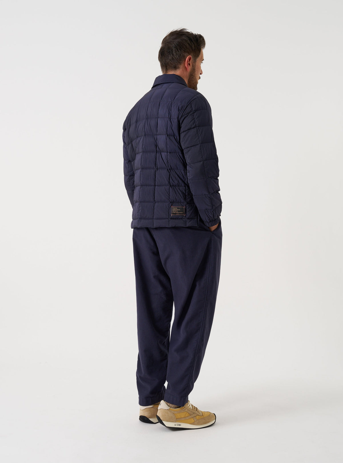 Universal works TAION x Universal Works Navy Nylon Soft Shell Down Rams Jacket- Navy