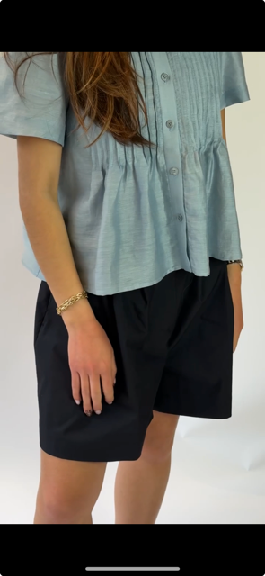 FLENO Pintuck Flare Blouse- Sky Blue