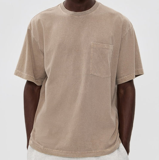 ASHER LA Ethan Pocket Tee-Bisque