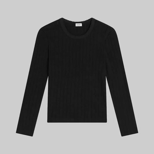 LESET POINTELLE SLIM FIT LONG SLEEVE- Black