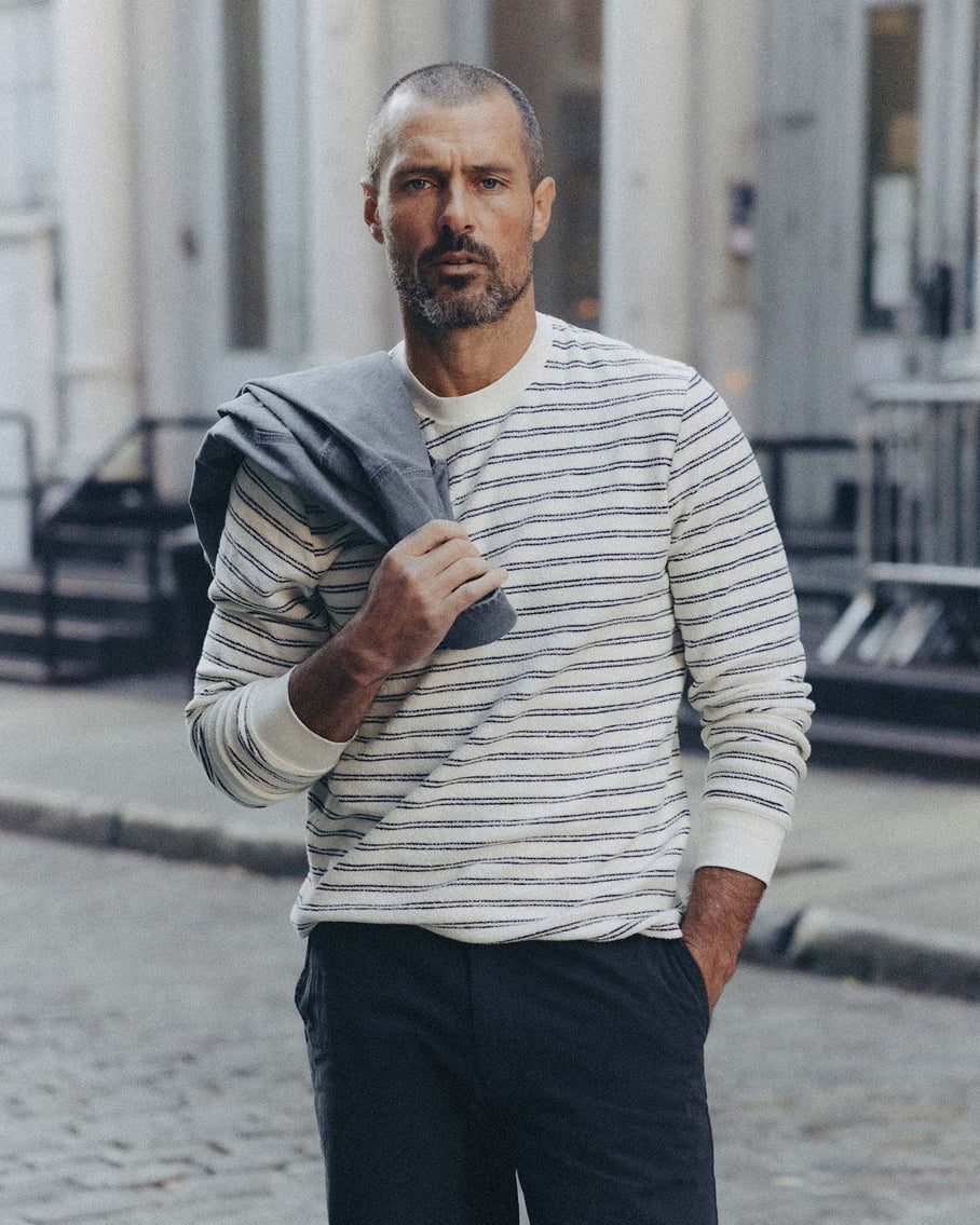 Taylor Stitch Hooper Crew- Marine Stripe