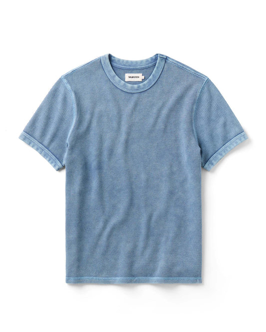 Taylor Stitch  The Organic S/S Crew- Washed Blue Waffle