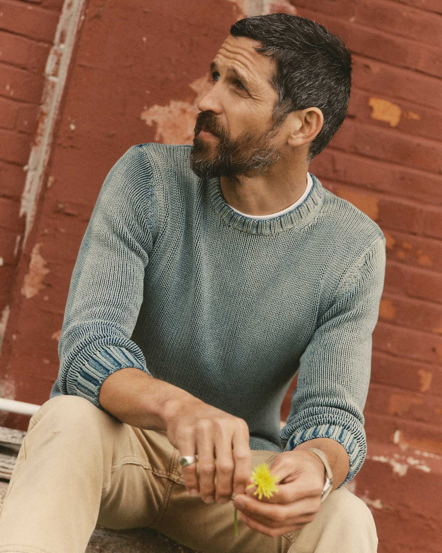Taylor Stitch The Dory Crew Sweater - Washed Indigo