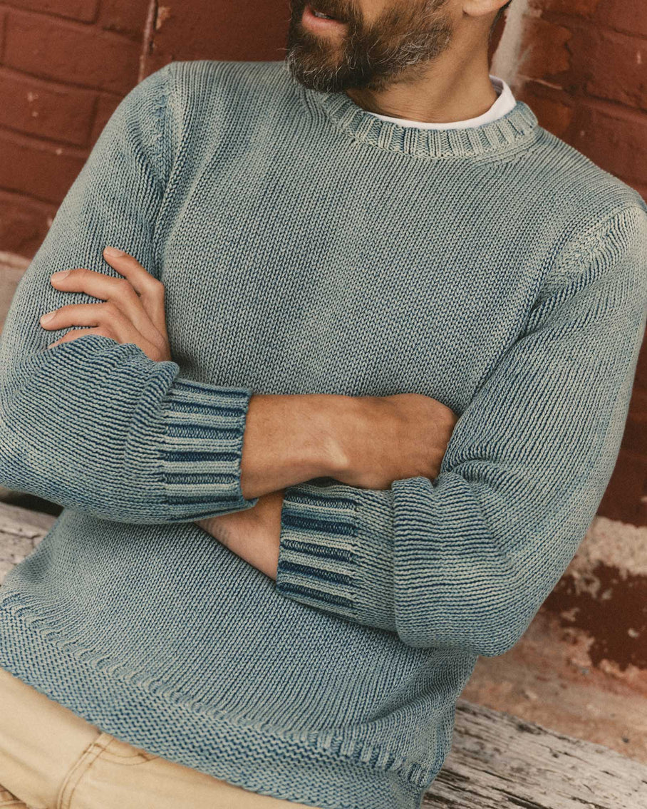 Taylor Stitch The Dory Crew Sweater - Washed Indigo