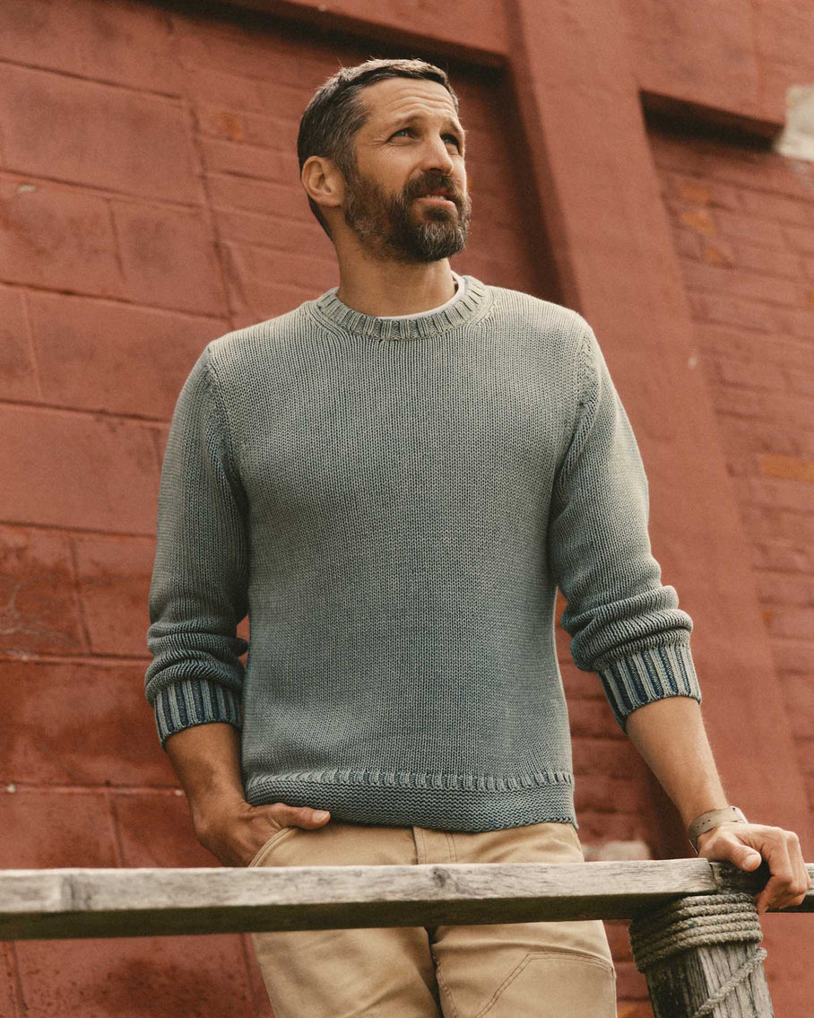 Taylor Stitch The Dory Crew Sweater - Washed Indigo