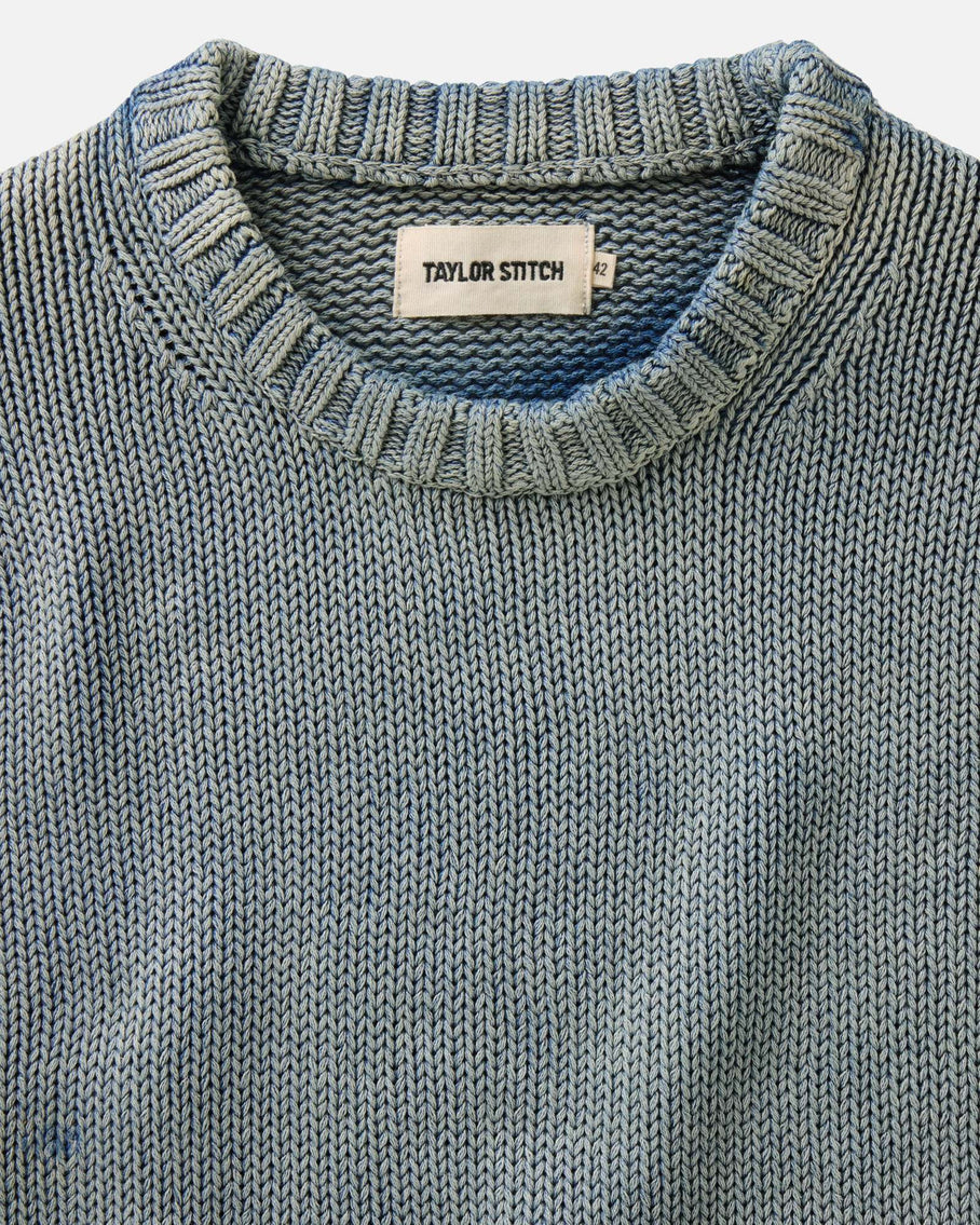 Taylor Stitch The Dory Crew Sweater - Washed Indigo
