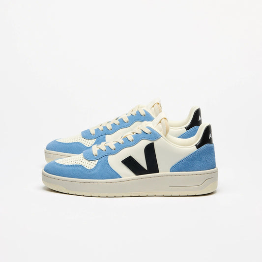 Veja V-10 Prime Leather Womens Pure Black/Aqua