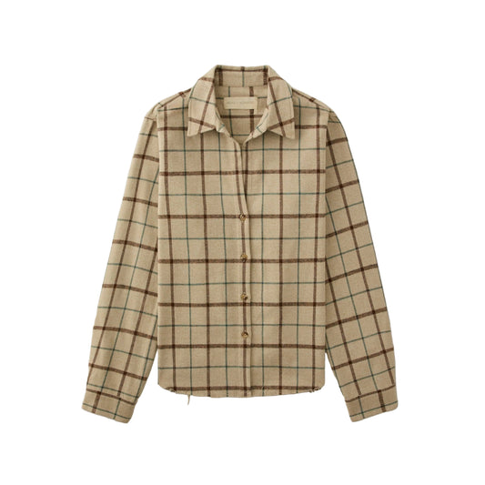 Road to NowhereWomens Mila Japanese  Cotton Flannel - Oat Windowpane