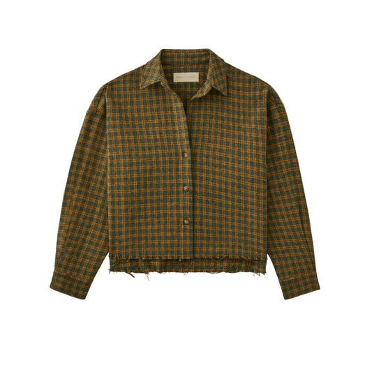 Road to Nowhere Womens Remi Cropped Shirt Japanese Tweed - Highland Plaid
